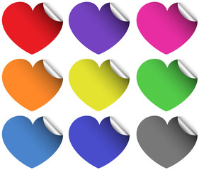 Heart stickers in different colors