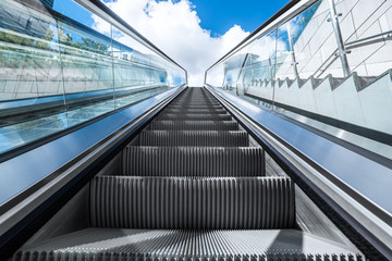 detail shot of escalator in modern buildings or subway station.