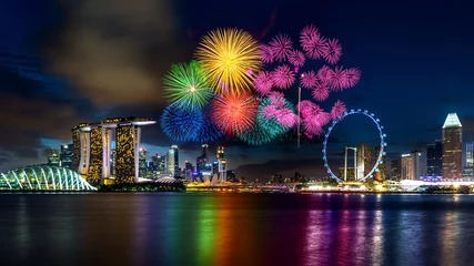 Tuinposter Firework display in Singapore. © tawatchai1990