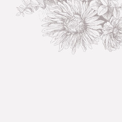 Vintage floral background for your text. Monochrome