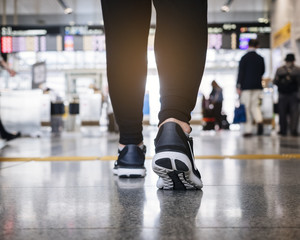 People walk in train station with people Travel concept