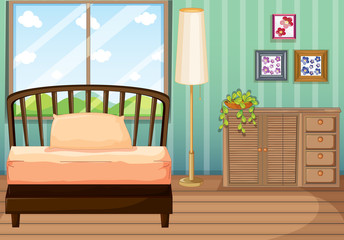 Bedroom with wooden furnitures