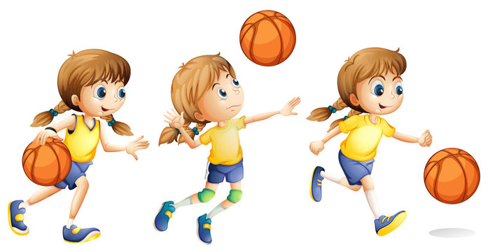 Girl playing different sports
