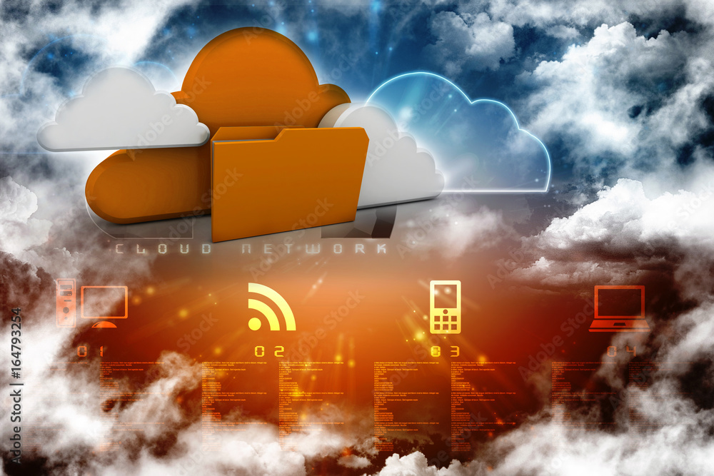 Poster 3d rendering cloud folder network