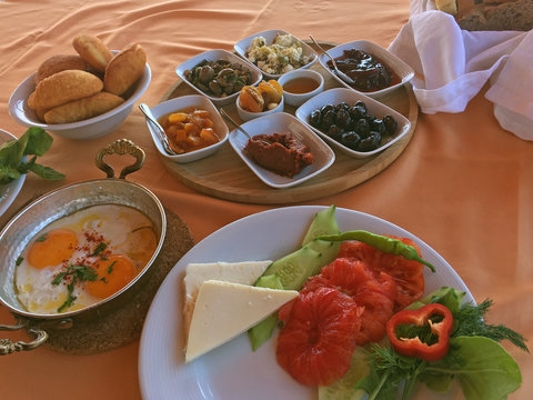 Rich and delicious Turkish breakfast 