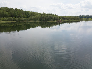 Sauriesi lake Aerial drone top view Latvia