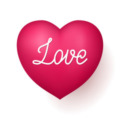 Love red heart. Quote for very special person, beautiful romantic expression of feeling. Realistic vector illustration on white background