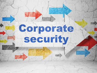 Protection concept: arrow with Corporate Security on grunge wall background