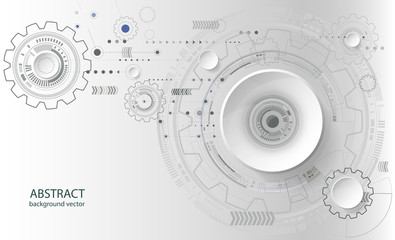 Abstract technology circles vector blue background.