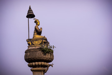 the statue of the Bhupatendra Malla King of Bhaktapur city on last 600 years ago