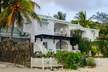 Summer house on the beach, sea view.