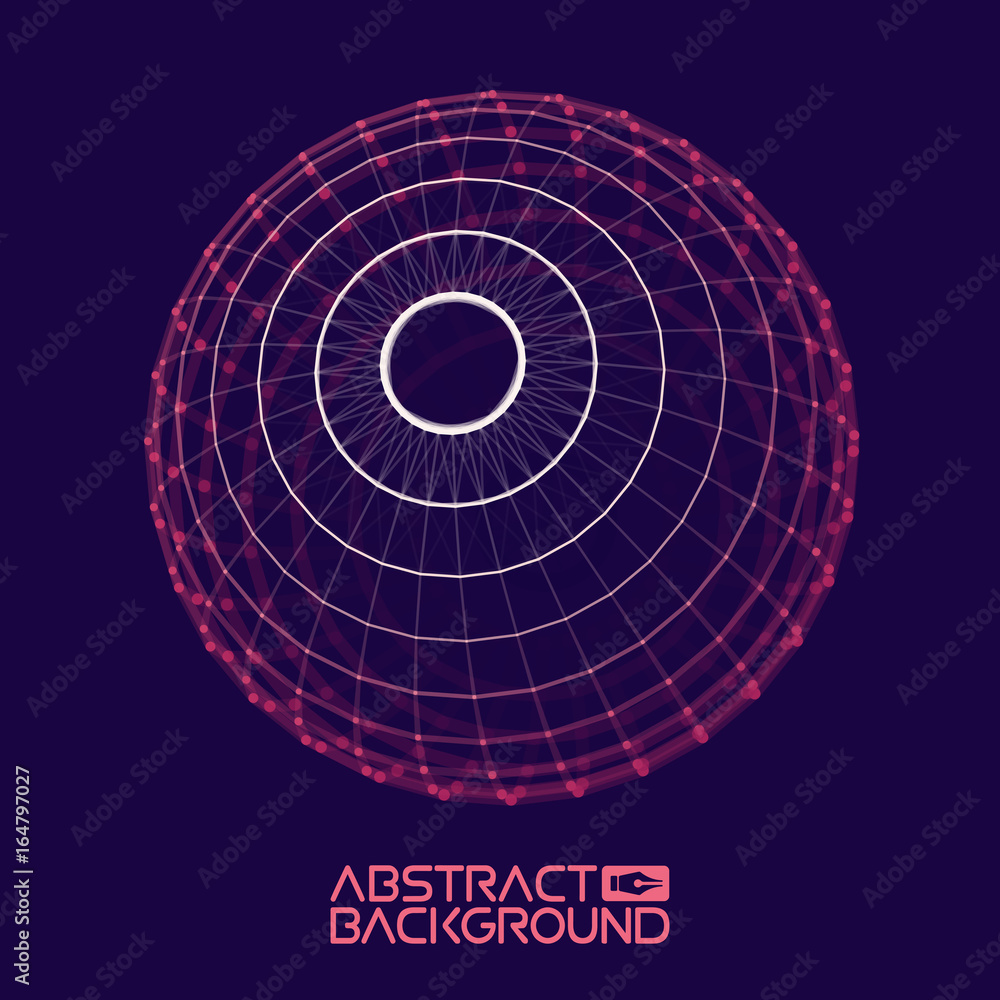 Poster 3d sphere vector illustration. vector mesh object. technology abstract background. big data visualis