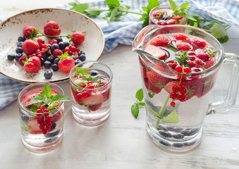 Infused water with fresh berries.