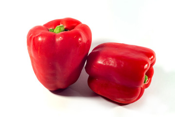 Red sweet pepper on white background