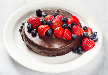 Chocolate cake with berries