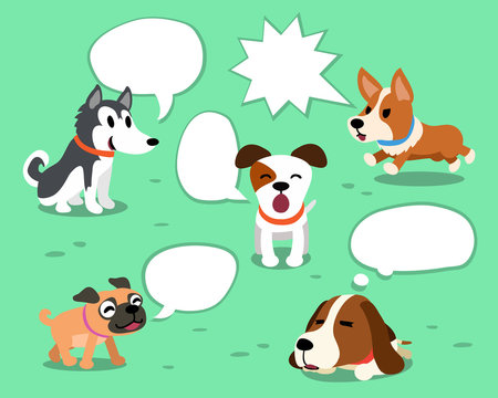 Cartoon dogs with white speech bubbles