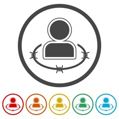 User icons set with barbwire - Illustration 