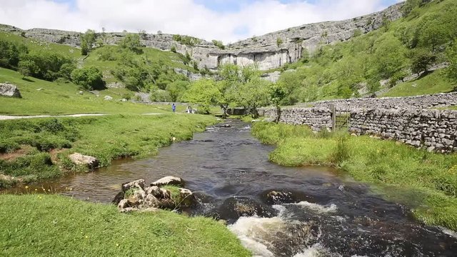 Malham Cove Yorkshire Dales National Park UK popular visitor attraction