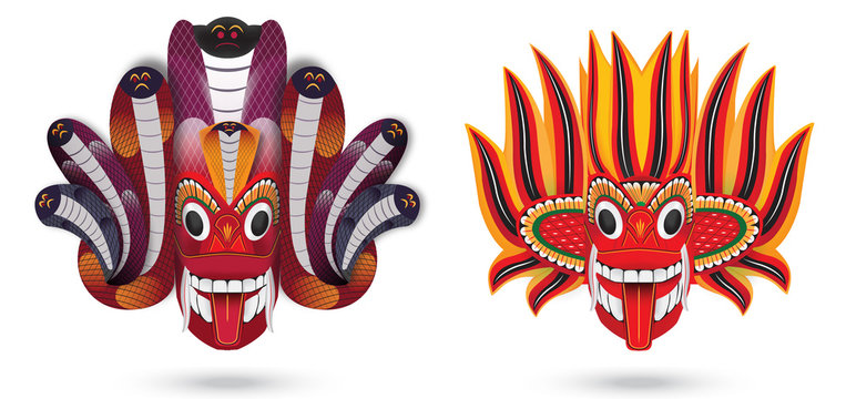 Sri Lanka Traditional dancing mask in vector format