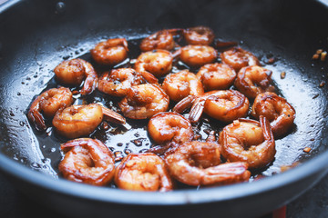 asian stir fry with teryiaki shrimps