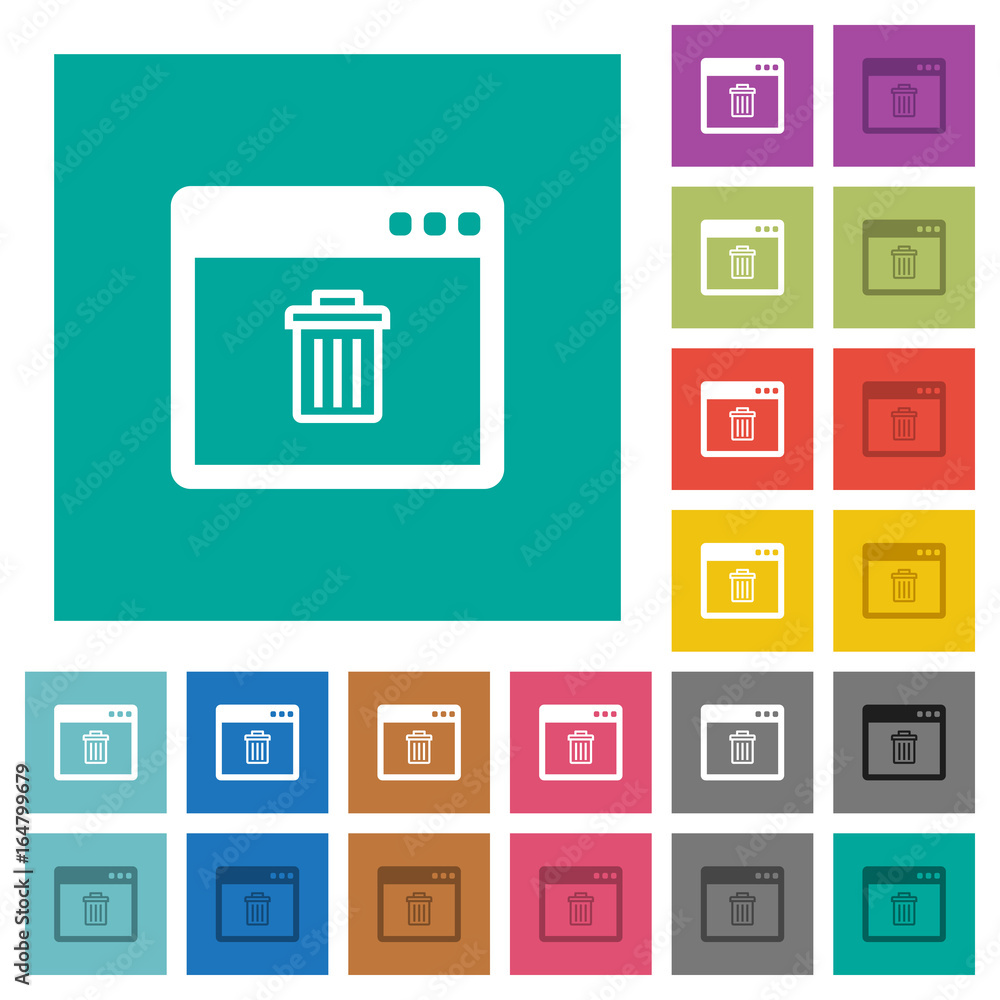 Aufkleber application delete square flat multi colored icons