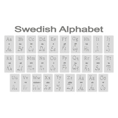Set of monochrome icons with Swedish alphabet for your design