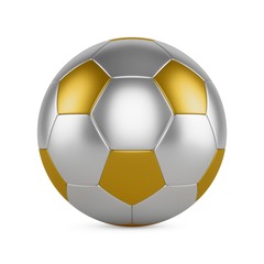 Fototapeta premium 3D rendering Soccer Ball made of gold and silver on white background