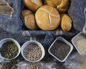 fresh rolls and freshly baked poppy seed bread