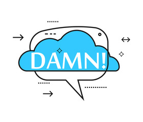 Outline speech bubble with Dawn! phrase. Most commonly used replica label isolated on white background vector illustration.