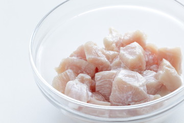 raw chicken cube for cooking image
