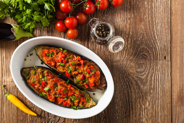 Stuffed aubergine.