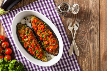 Stuffed aubergine.