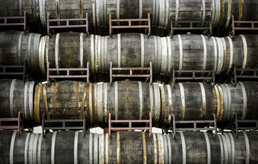 Old wine barrels for wine