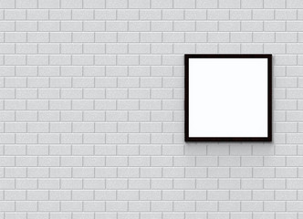 3d rendering. A blank white mock up template with white blick wall as background.
