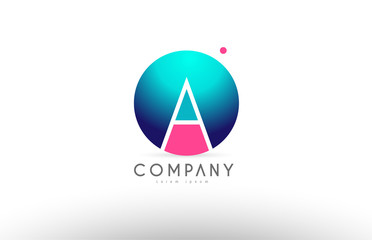 A alphabet 3d sphere letter blue pink logo icon design