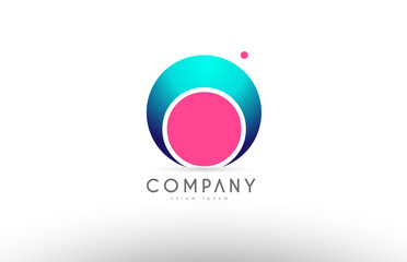 O alphabet 3d sphere letter blue pink logo icon design