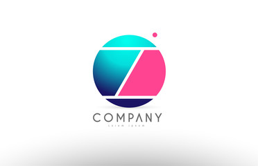 Z alphabet 3d sphere letter blue pink logo icon design