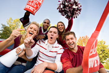Tailgating: Excited Group Of College Football Fans