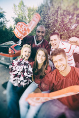Tailgating: Modern College Students Yelling For Football Team