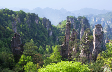 Fototapeta na wymiar Avatar floating Mountains in Zhangjiajie National Forest Park in Hunan Province of China