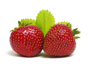Strawberries with leaves