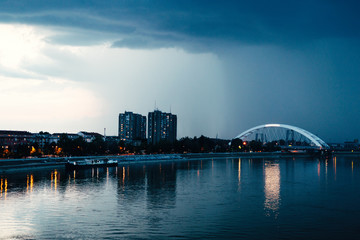 Picture of city of Novi Sad in evening