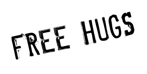 Free Hugs rubber stamp. Grunge design with dust scratches. Effects can be easily removed for a clean, crisp look. Color is easily changed.