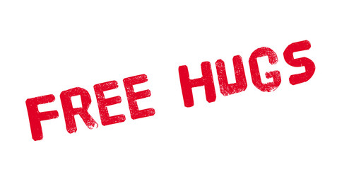 Free Hugs rubber stamp. Grunge design with dust scratches. Effects can be easily removed for a clean, crisp look. Color is easily changed.