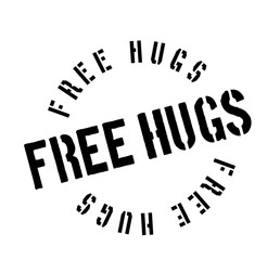 Free Hugs rubber stamp. Grunge design with dust scratches. Effects can be easily removed for a clean, crisp look. Color is easily changed.