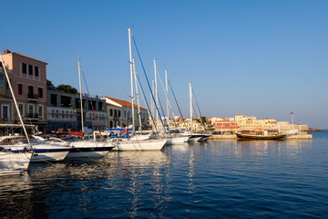 Fototapeta na wymiar The old port in Chania Crete with yachts