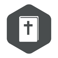Icono plano Biblia en hexagono gris