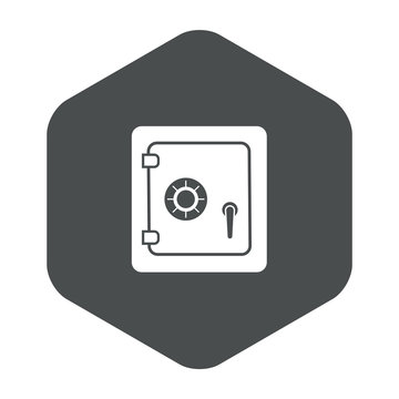 Icono plano caja de seguridad en hexágono gris