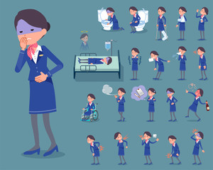 flat type Cabin attendant blue woman_sickness