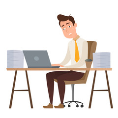 Employee cartoon character man working on a deadline